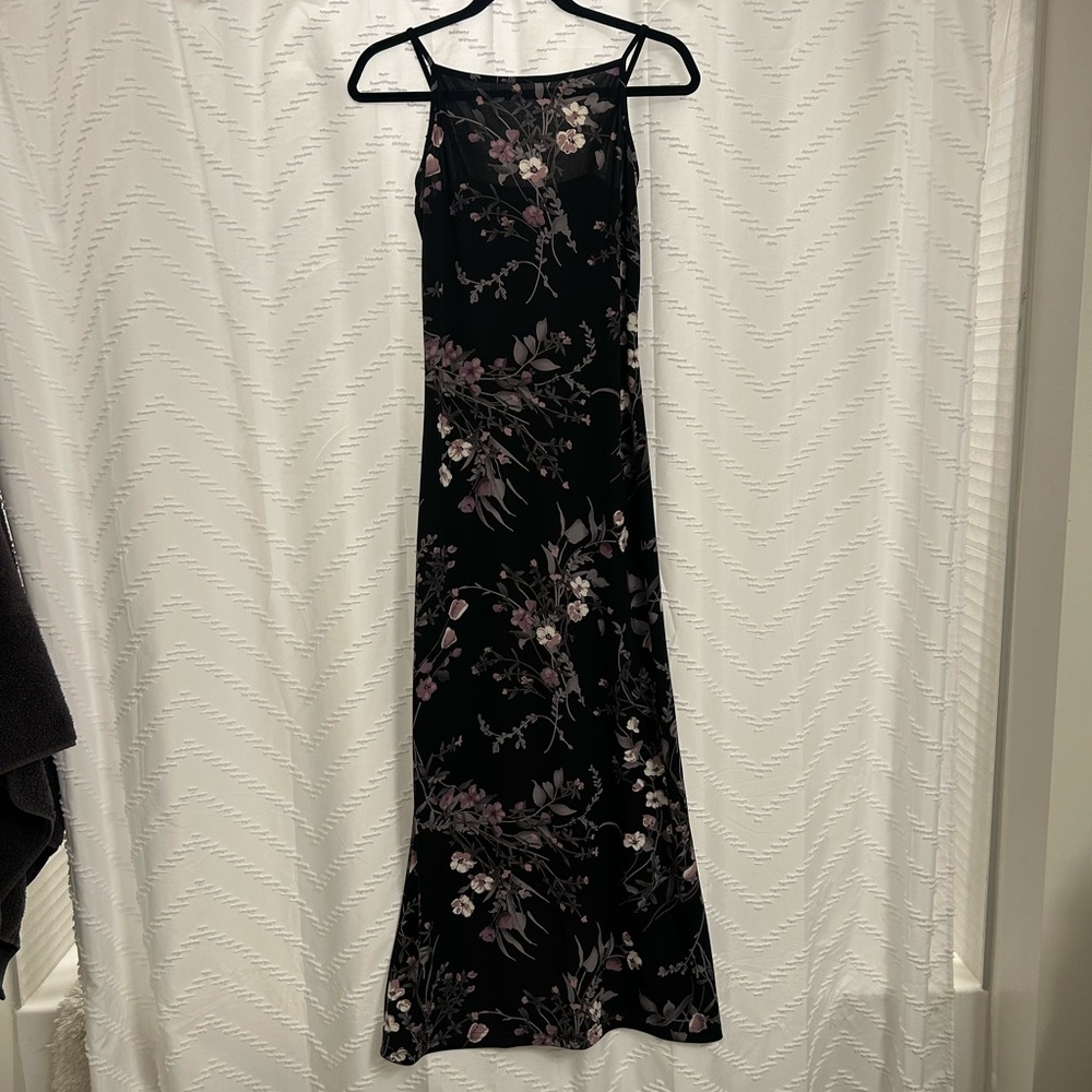 Vintage 90s/00s Black Floral Maxi Dress